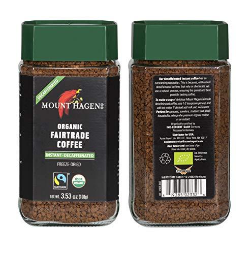Mount Hagen Mount Hagen 3.53oz Organic Freeze Dried Instant Decaf Coffee | Eco-friendly, Fairtrade Decaf Coffee Made From Organic Medium Roast Arabica Beans [3.53oz Jar]