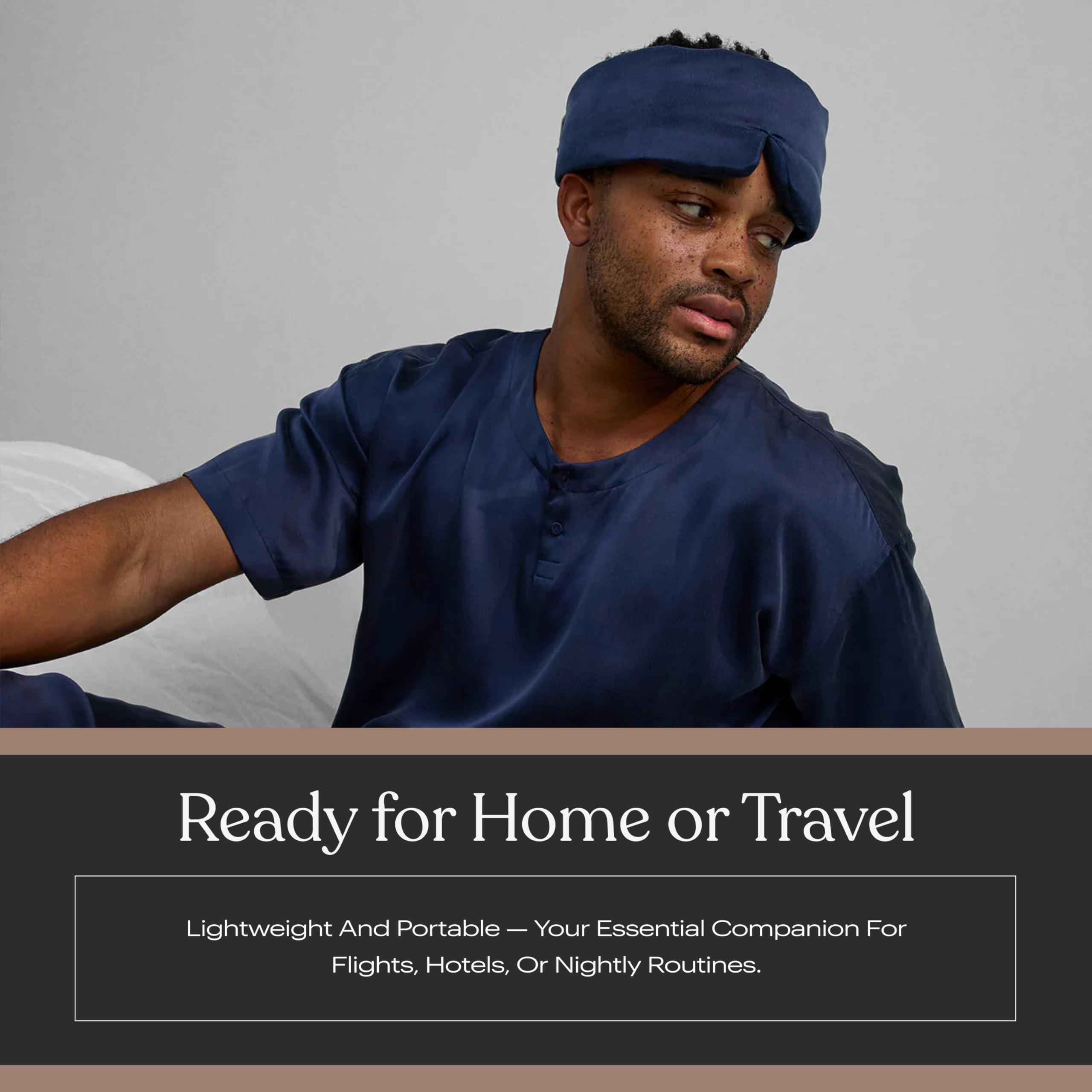 Lunya Lunya Sleep Mask with Box - Washable Silk Sleeping Mask and Headband for Beauty Routines - Thermoregulating Comfort for Restful Nights - Silk Eye Mask for Women - Deep Blue