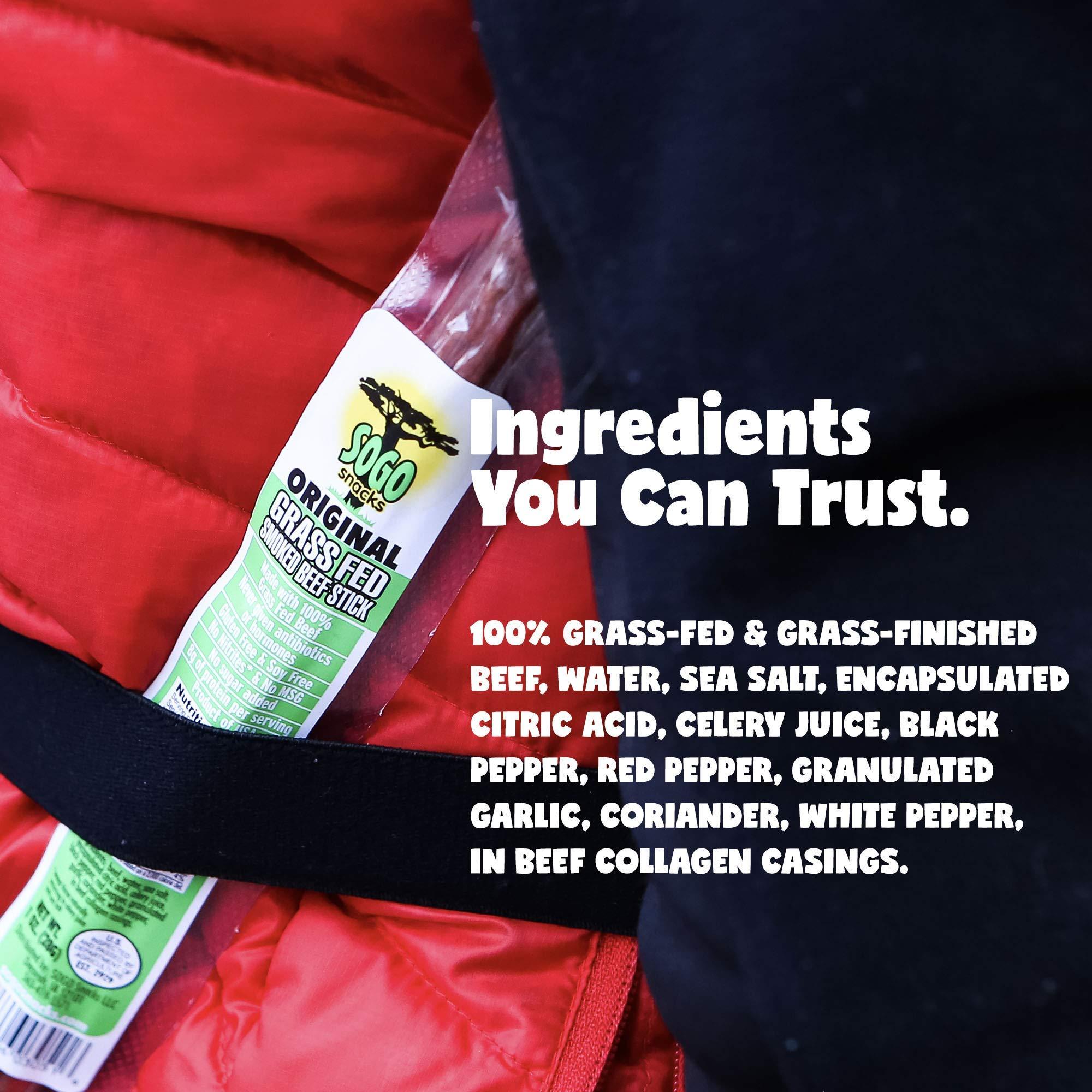 Sogo Snacks Original, Sogo Snacks, No Sugar, 100% Grass-fed & Grass-finished, Non-GMO Beef Sticks. No Added Nitrates, Gluten, Soy, MSG, Dairy, Nuts. Keto, Whole, Paleo Friendly (Original, 1-oz, 24 Count)