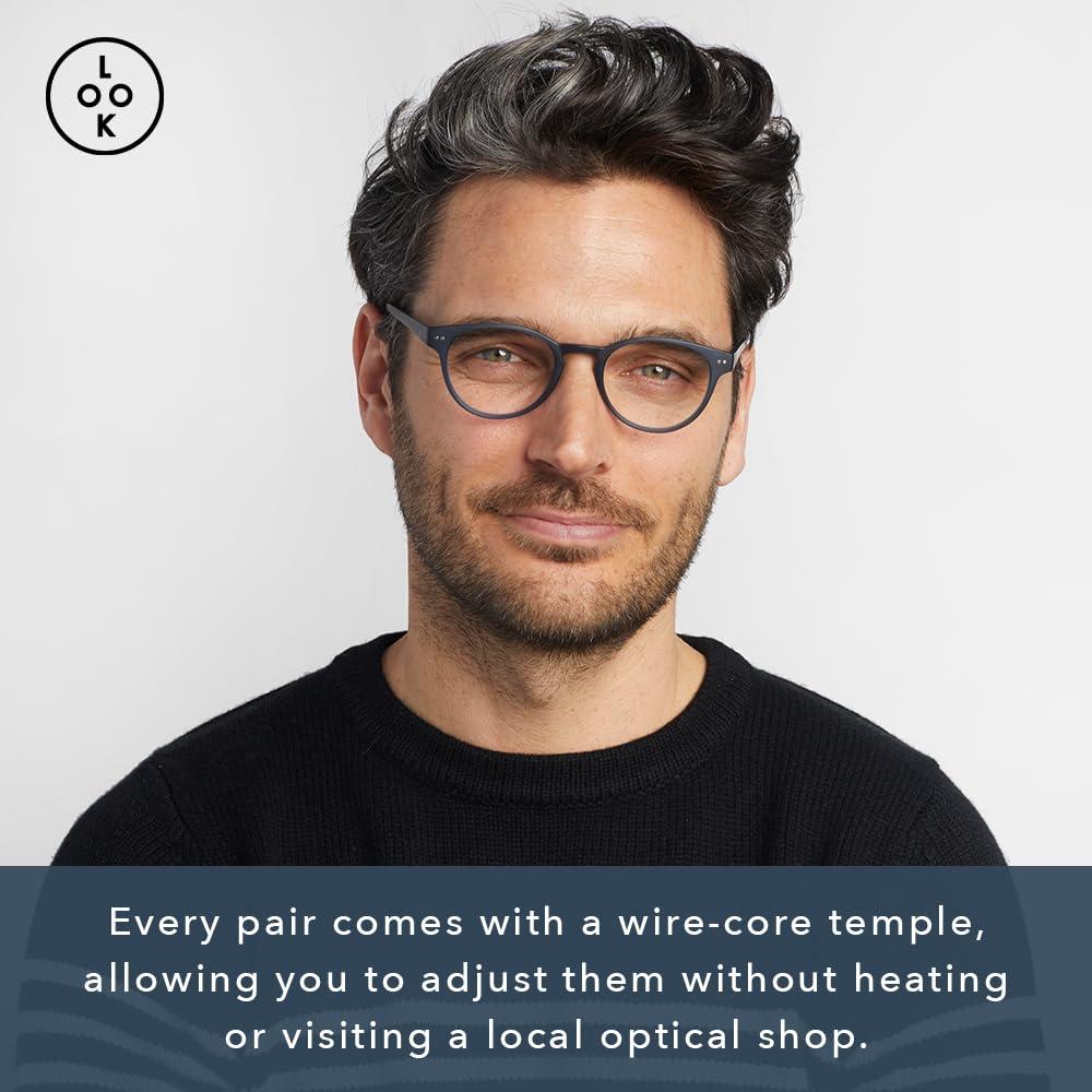 LOOK OPTIC LOOK OPTIC Abbey Reader - Stylish Unisex Ultra-lightweight Reading Glasses with Scratch-Resistant, Prescription-Quality (Full Magnification - Not Progressives) 3.00, Navy