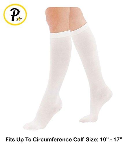 Presadee Presadee Women’s Ultra Thin Lightweight 15-20 mmHg Compression Socks Leg Calf Circulation Traveling All Day Support (White)