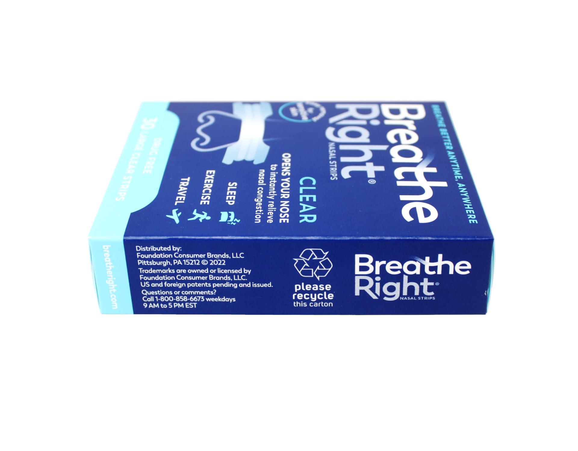 Breathe Right Breathe Right Nasal Strips Clear For Sensitive Skin Large 30 Each (Pack of 12)