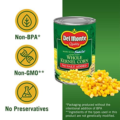 Del Monte Del Monte Canned Golden Sweet Whole Kernel Corn No Salt Added, 15.25 Ounce (Pack of 24) Canned Corn