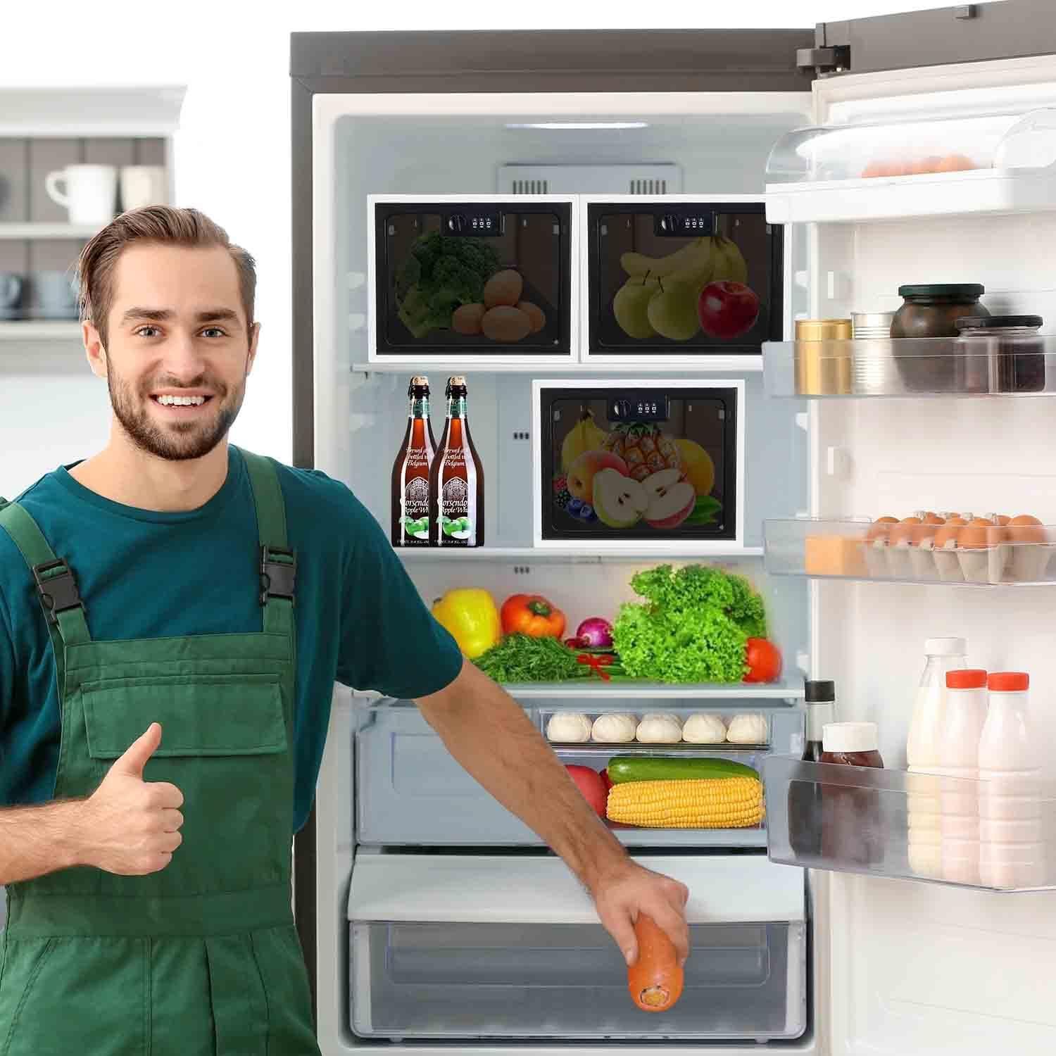 Gemaxvoled Medicine Lock Box for Safe Medication, Premium Material Lockable Storage Box Locking Organizer Bin with Combination Code for Fridge Food/Snacks/Phone/Tablet Jail/Home/Office Storage Lockers