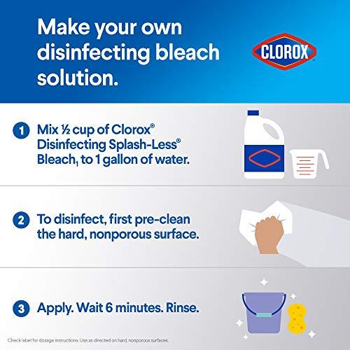 Clorox Clorox Splash-Less Bleach1, Disinfecting Bleach Kills 99.9% of Bacteria and Viruses, Regular 40 Fluid Ounce Bottle - Pack of 2 (Package May Vary)