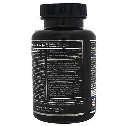 Focus Pharmacology Focus Pharmacology Women's Daily Super Multi-Vitamin for Women - 180 Ct Blend of Vitamins, Minerals, Plus Herbs for Energy, Focus, and Womens Health