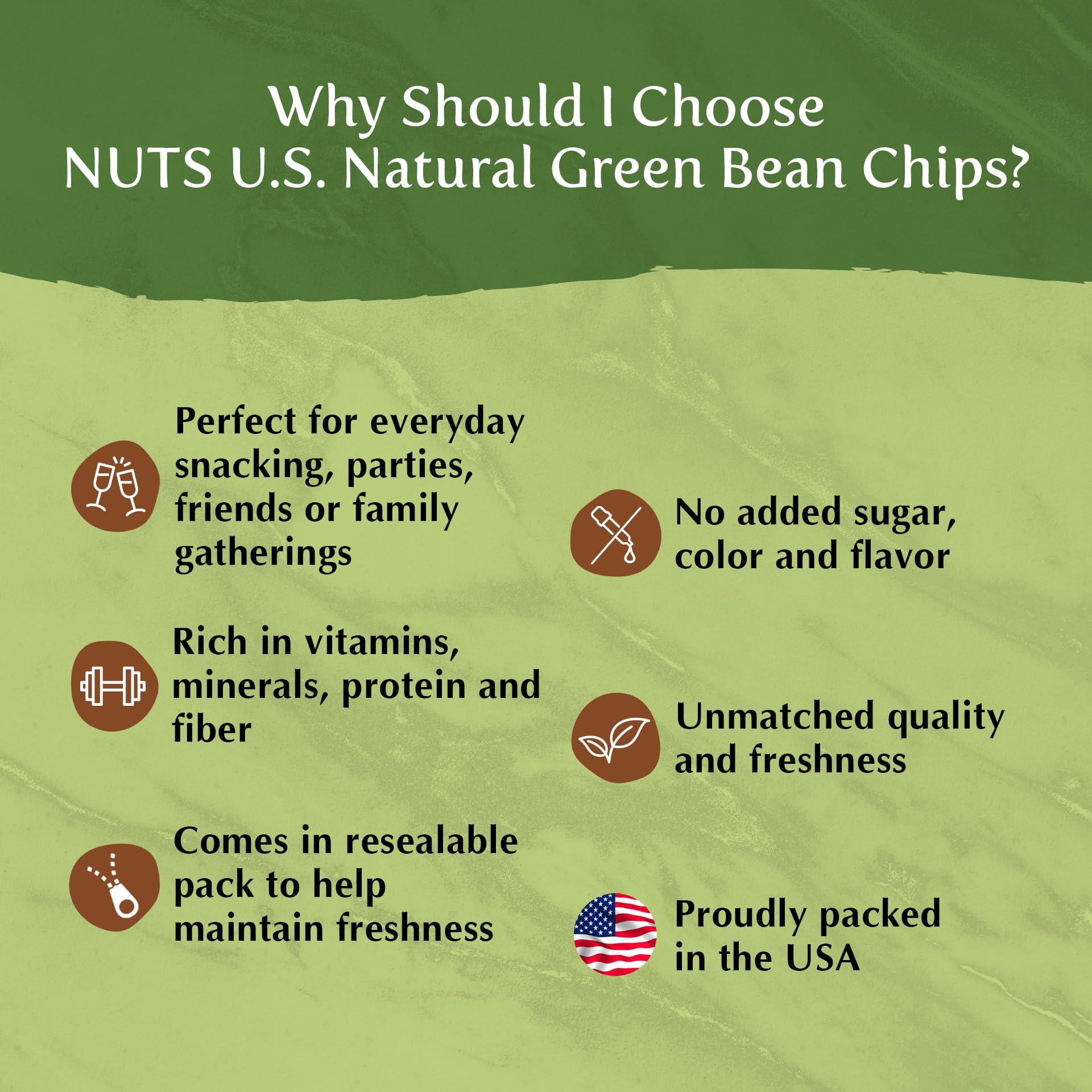 NUTS - U.S. - HEALTH IN EVERY BITE ! NUTS U.S. - Green Bean Chips | Sea-Salted | 100% Natural | Delicious and Fresh | Bulk Chips!!! (2.2 LBS)