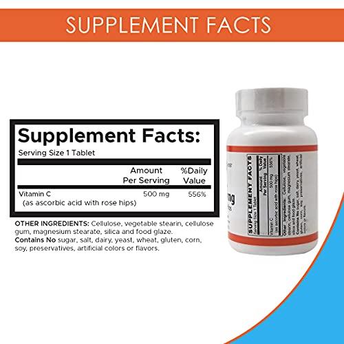 Holistic Health Holistic Health Vitamin C 500mg with Rose Hips Tablet, Vitamin C Supplement to Boost Immunity and Help Balance Blood Pressure, Vitamin C Vegetarian Supplement, 100 Tablets