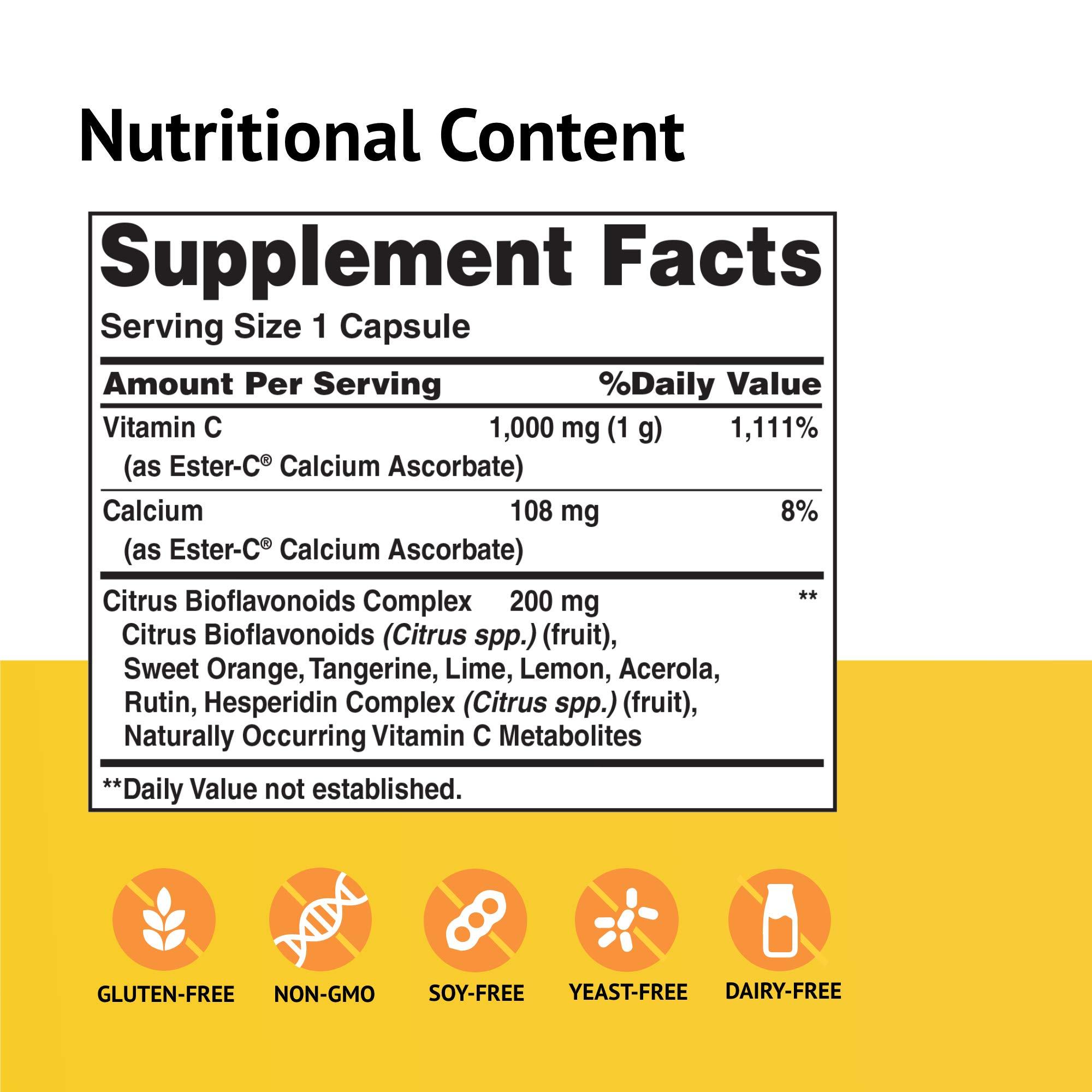 American Health American Health Ester-C 1000 mg with Bioflavonoids Capsules 24Hour Immune Support Gentle on Stomach NonAcidic Vitamin C NonGMO Gluten Free Servings, Citrus, 105 Count (30070)