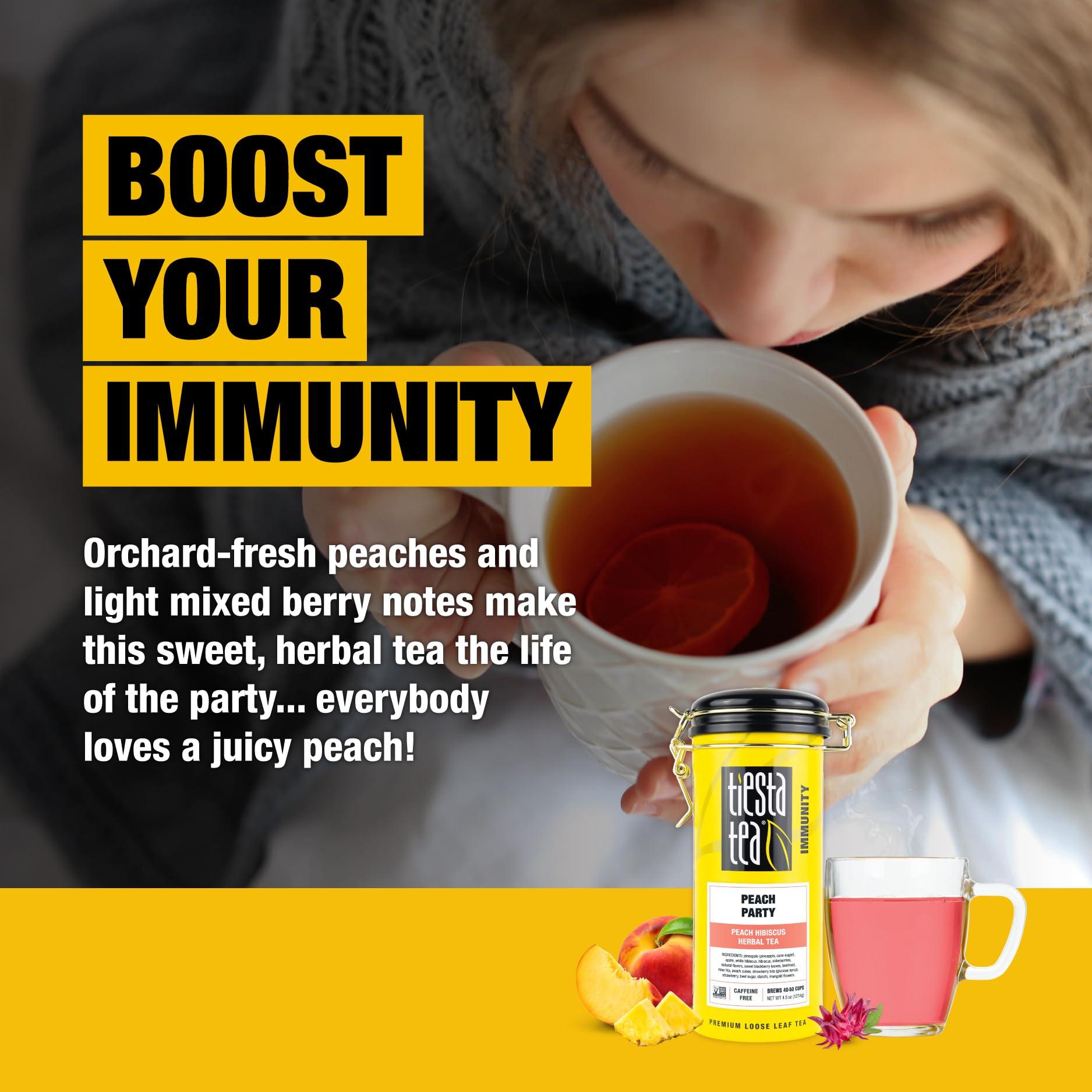 Tiesta Tea Tiesta Tea - Peach Party | Peach Hibiscus Herbal Tea | Premium Loose Leaf Tea Blend | Non-Caffeinated Fruit Tea | Make Hot or Iced & Up to 50 Cups | Made w/Natural Ingredients - 4.5oz Refillable Tin