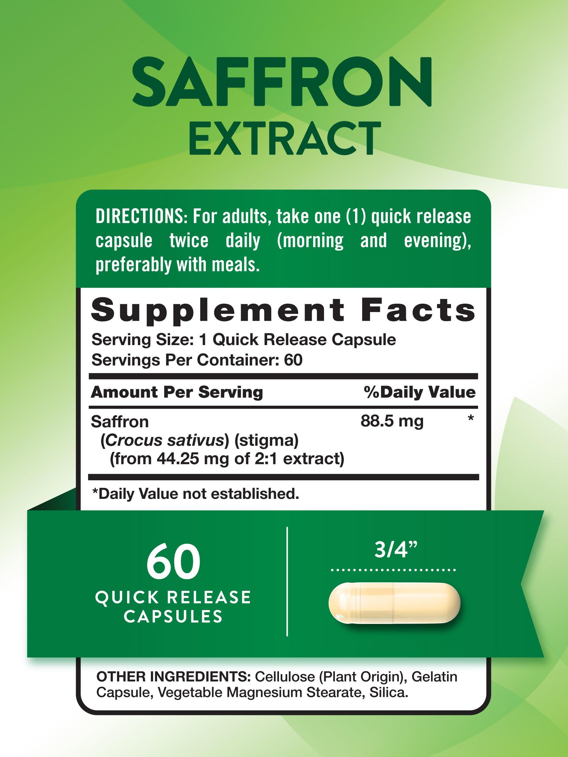 Nature\'s Truth Nature\'s Truth Saffron Extract Capsules | 60 count | Concentrated Extract | Non-GMO & Gluten Free Supplement