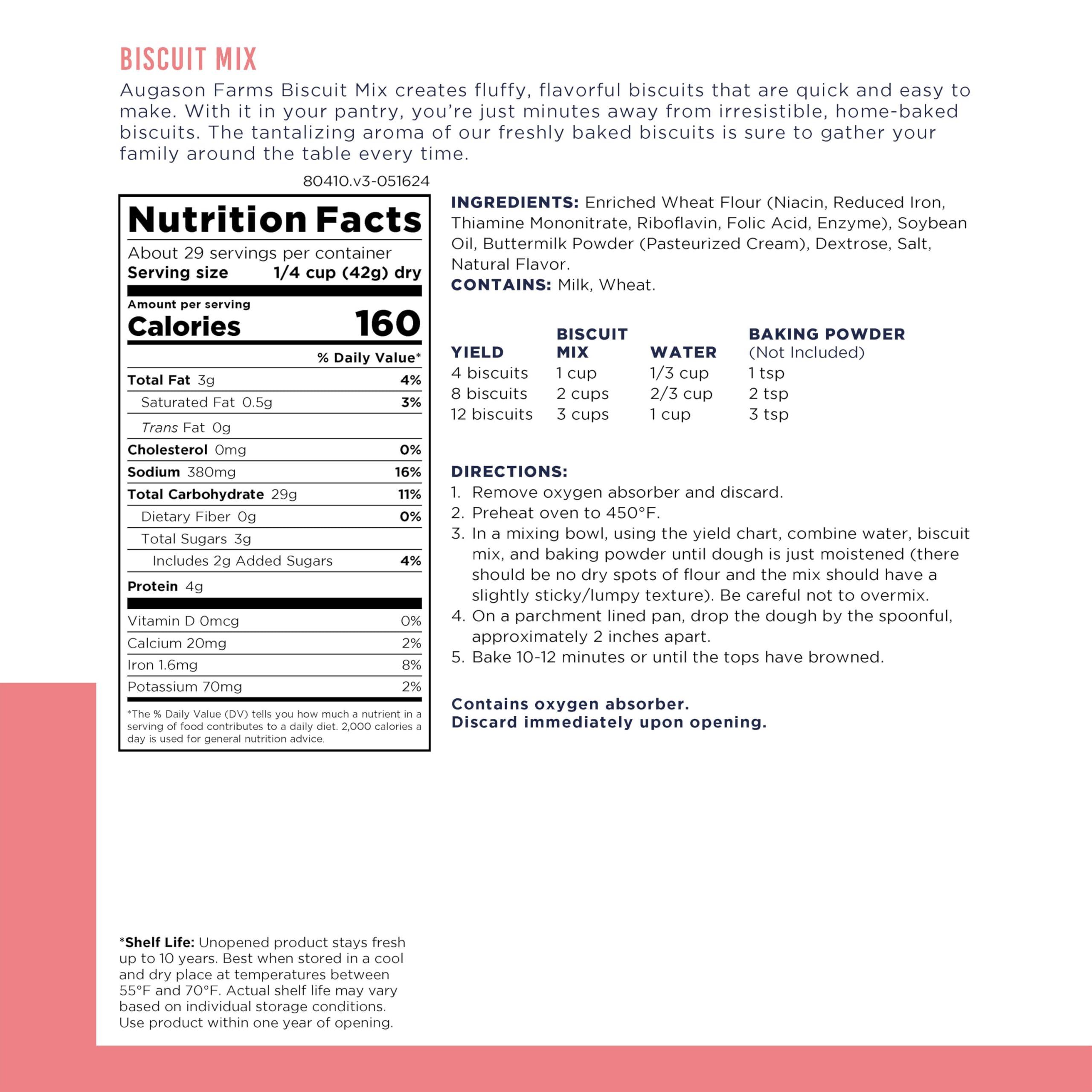 Augason Farms Augason Farms Biscuit Mix Can, Emergency Food Supply, Everyday Meals, 29 Servings