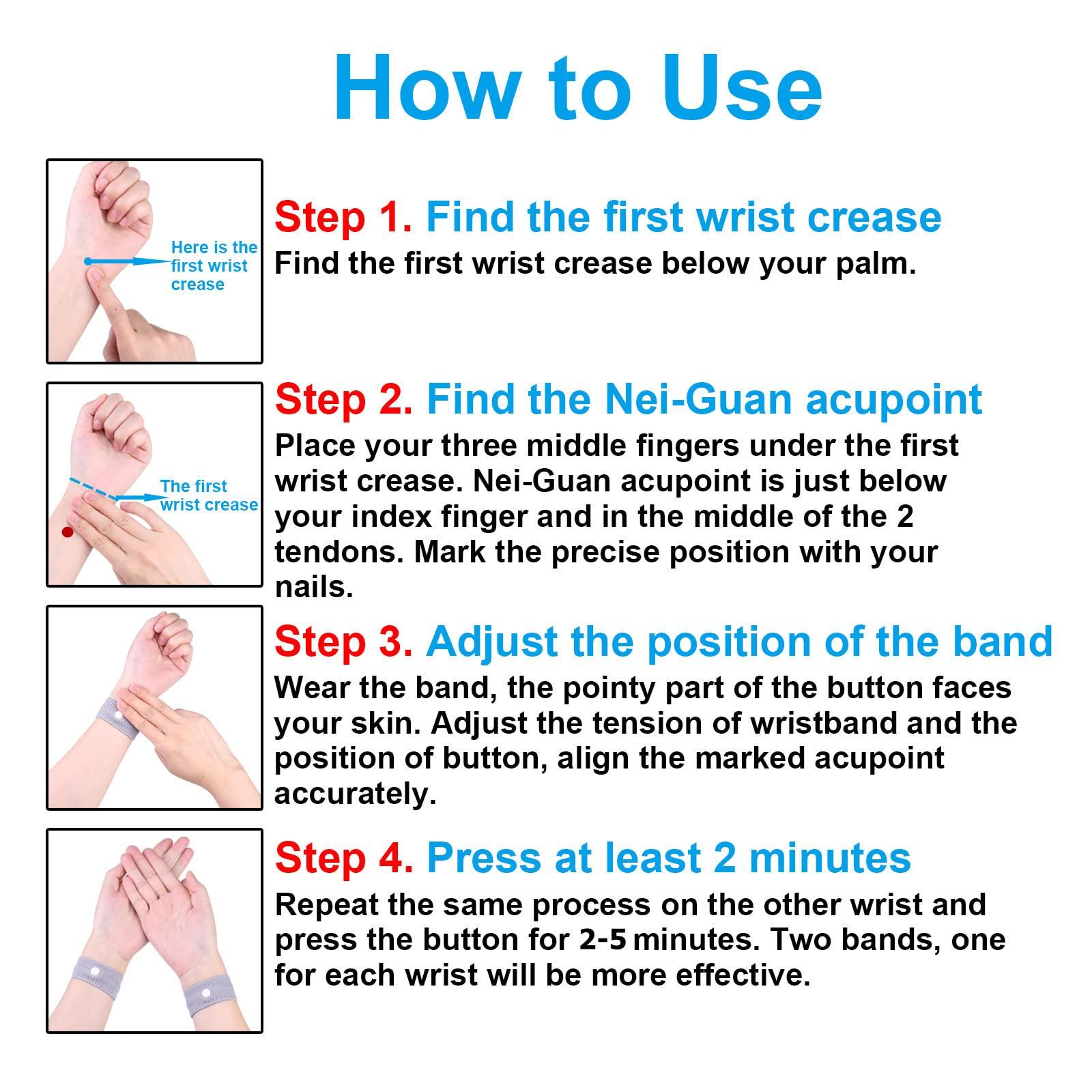 Zingso Zingso Anti Nausea Travel Sickness Wristbands, 2 Pairs Motion Sickness Bands for Kids & Adults Natural Acupressure Nausea Relief Wristbands for Car Sea Flying Trip (Pink+Pink)