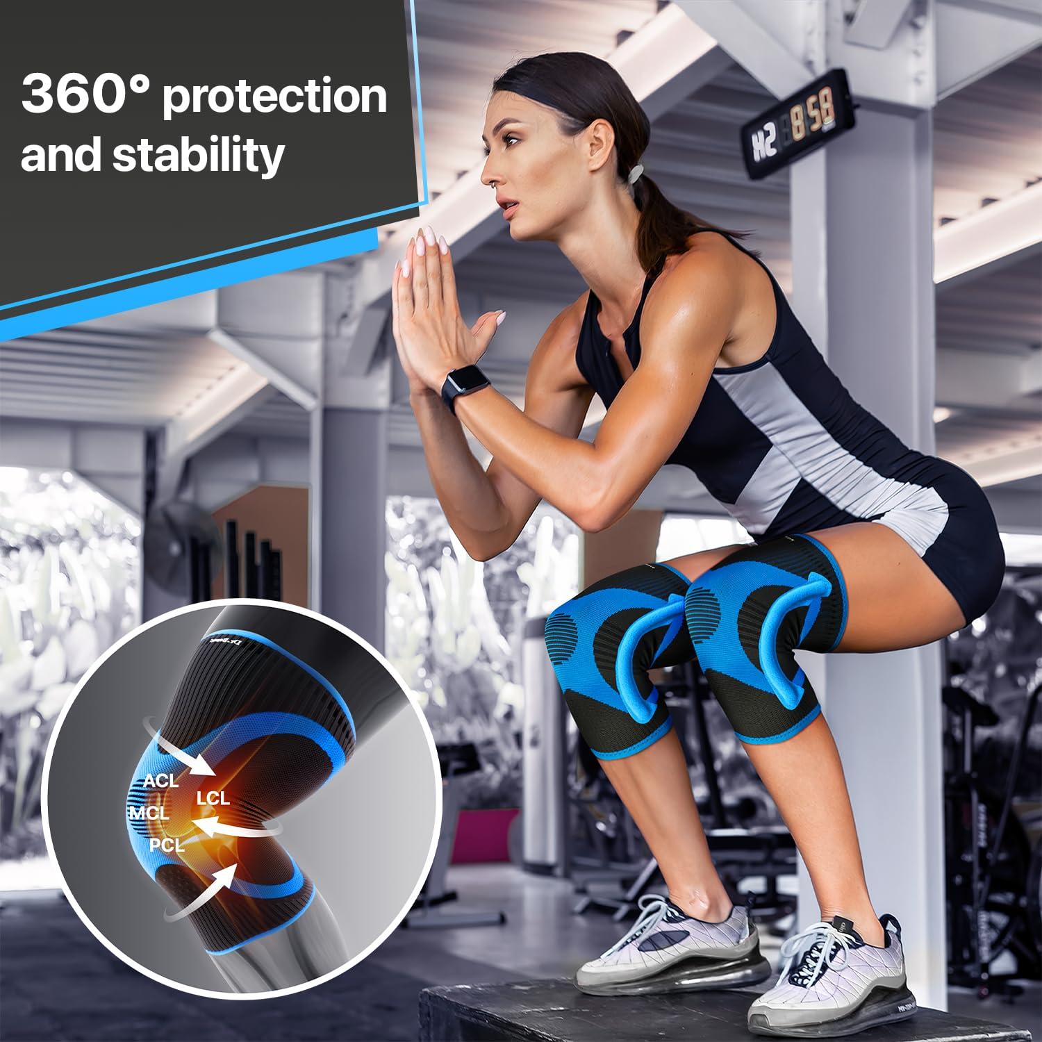 DR. BRACE DR. BRACE ELITE Knee Brace with Size Stabilizer (2 Pack) Knee Brace for Women & Men, Workout, Sports, Daily Knee Compression Sleeve for Maximum Knee Pain Support & Fast Recovery (Neptune, Large)