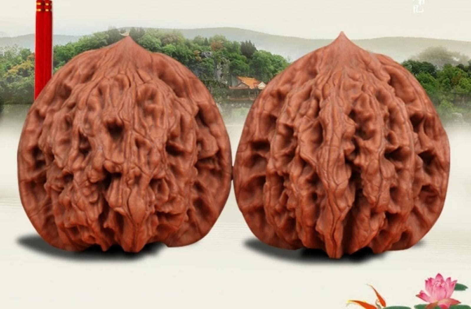 AEOIH AEOIH 1 Pair Boutique Natural Wenwan Walnut Handball Health Grip Ball Palm Massage Chinese Walnuts Elderly Gift Massage Gadget Which is Durable and Solid Natural Texture Solid Wood
