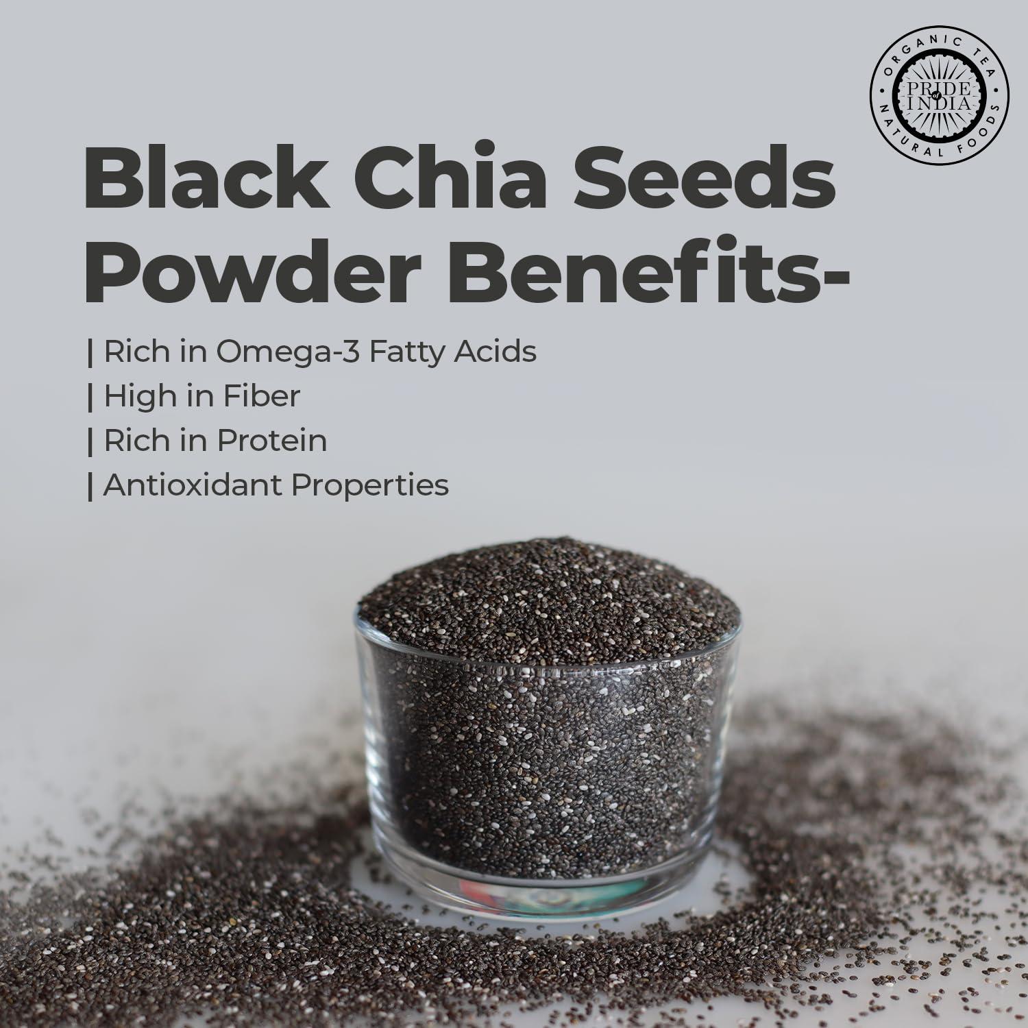 Pride Of India Pride Of India- Premium Black Chia Seeds Powder 1 lbs (454 gm) Mild Nutty Earthy Taste Freshly Milled in Small Batches | Used for Baking Coating Thickening | Vegan, Gluten-Free