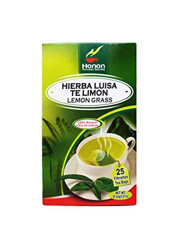HANAN PERUVIAN SECRETS Hanan Peruvian Secrets Hierba Luisa Te Limon | 100% Natural Lemon Grass | 25 Tea Bags | Naturally Aids in Relieving Occasional Stress, Tension | Promotes Healthy Sleep and Digestion