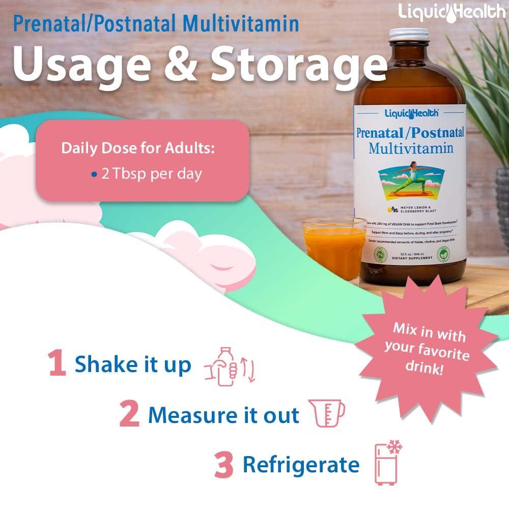 LIQUIDHEALTH LIQUIDHEALTH Complete Multiple & Prenatal/Postnatal Multiple Liquid Vitamin Bundle - Adult Daily Multivitamins for Men & Women, Immune Support, Pregnancy Vitamins for Mom & Baby - Vegan, Whole Foods