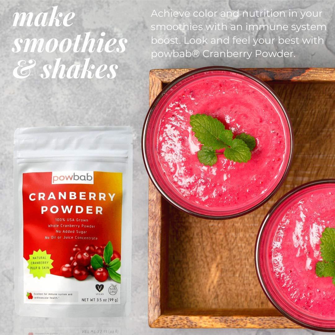 powbab powbab Cranberry Powder from 100% USA Grown Organic Dried Cranberries. No Added Sugar. Pure Fruit, Unsweetened Cranberry Supplement for Urinary Tract Health for Women. Not Freeze Dried. (3.5 Oz)