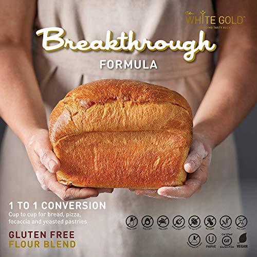 Extra White Gold Extra White Gold Gluten Free Bread Flour Blend For Breads, Yeasted Pastries , Pizza, Focaccia [Kosher] [Gluten Free] [Vegan] [Soy Free] [Nut Free] [Dairy Free] 1.1 Pound (4 pack)