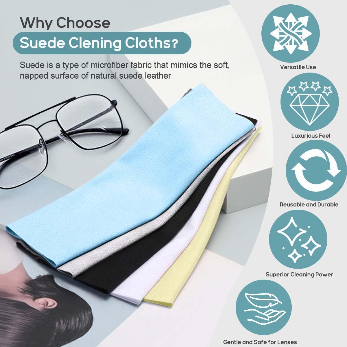 CONLI CONLI 12 Pack 20x20cm/8x8 Large Microfiber Cleaning Cloth for Eyeglasses Luxury Suede Glass Cleaning Cloth Glasses Cleaner for Eye Glass Lens Cleaning Gentle and Lint-Free