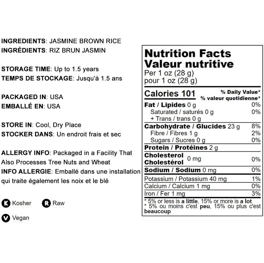 Food to Live Food to Live Jasmine Brown Rice, 24 Pounds Whole-Grain and Long-Grain Thai Rice, Vegan, Kosher, Bulk. Higher in Fiber than White Jasmine Rice. Great as Side Dish