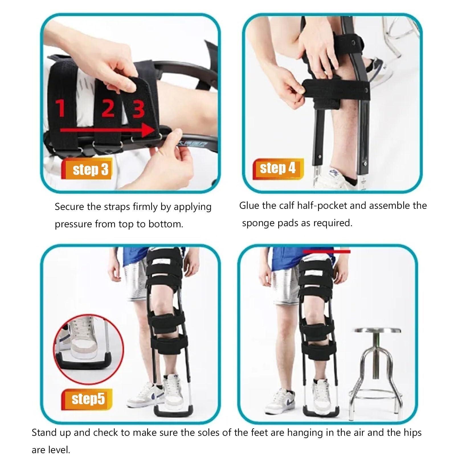 FoRes Pain Free Knee Crutch Single Leg Telescopic Walker Adjustable Height Hands Free Crutch Leg Knee Mobility Support for Disability Elderly Injury Ankle Fracture