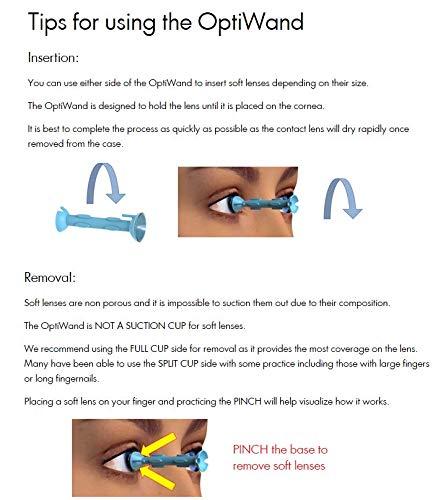 OptiWand 2 Pack - Small Portable Soft Contact Lens Removal & Insertion Tool - Silicone Rubber Eye Lens Inserter & Remover Device with Pincher End & Finger Grips - Safe & Easy to Use, Travel Size  1.75\"