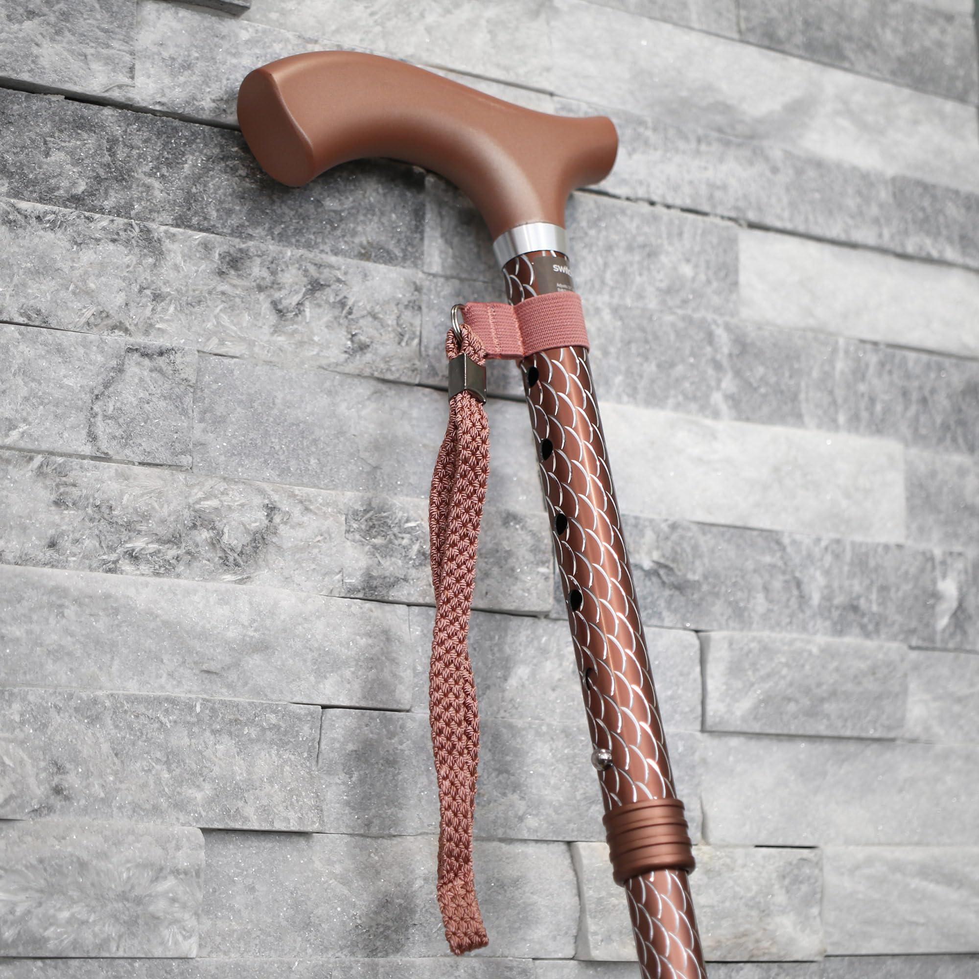 Switch Sticks Switch Sticks Folding Walking Cane For Women & Men - Adjustable 32-37 In, Lightweight With Ergonomic Wood Handle, Slip-Resistant Rubber Tip Supports 264 Lbs - Canes For Women For Stability (FSA/HSA)