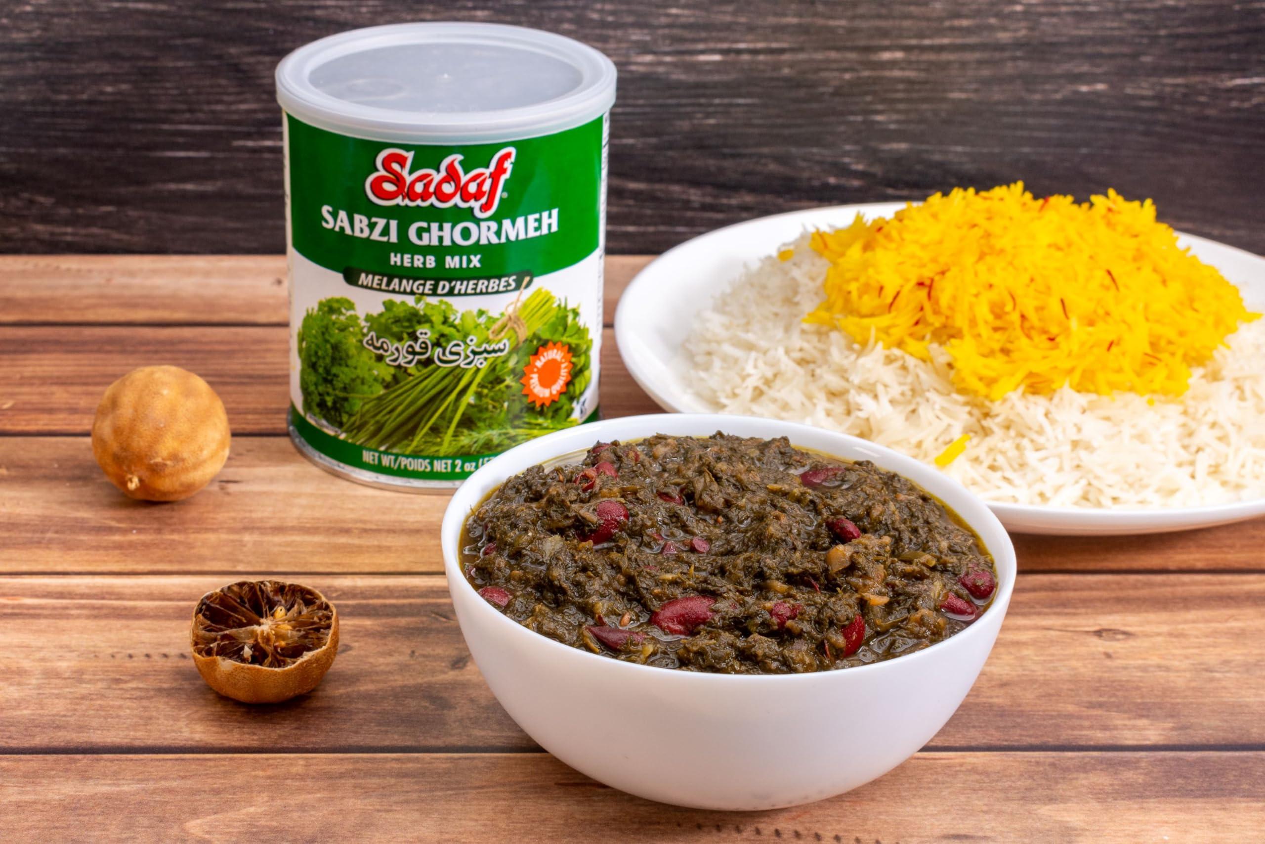 Sadaf Sadaf Sabzi Ghormeh- Ghormeh Sabzi Dried Herbs Mix - Persian Spices for Cooking and Food Seasoning- Natural Herb Mix - Kosher - 2 Oz Can