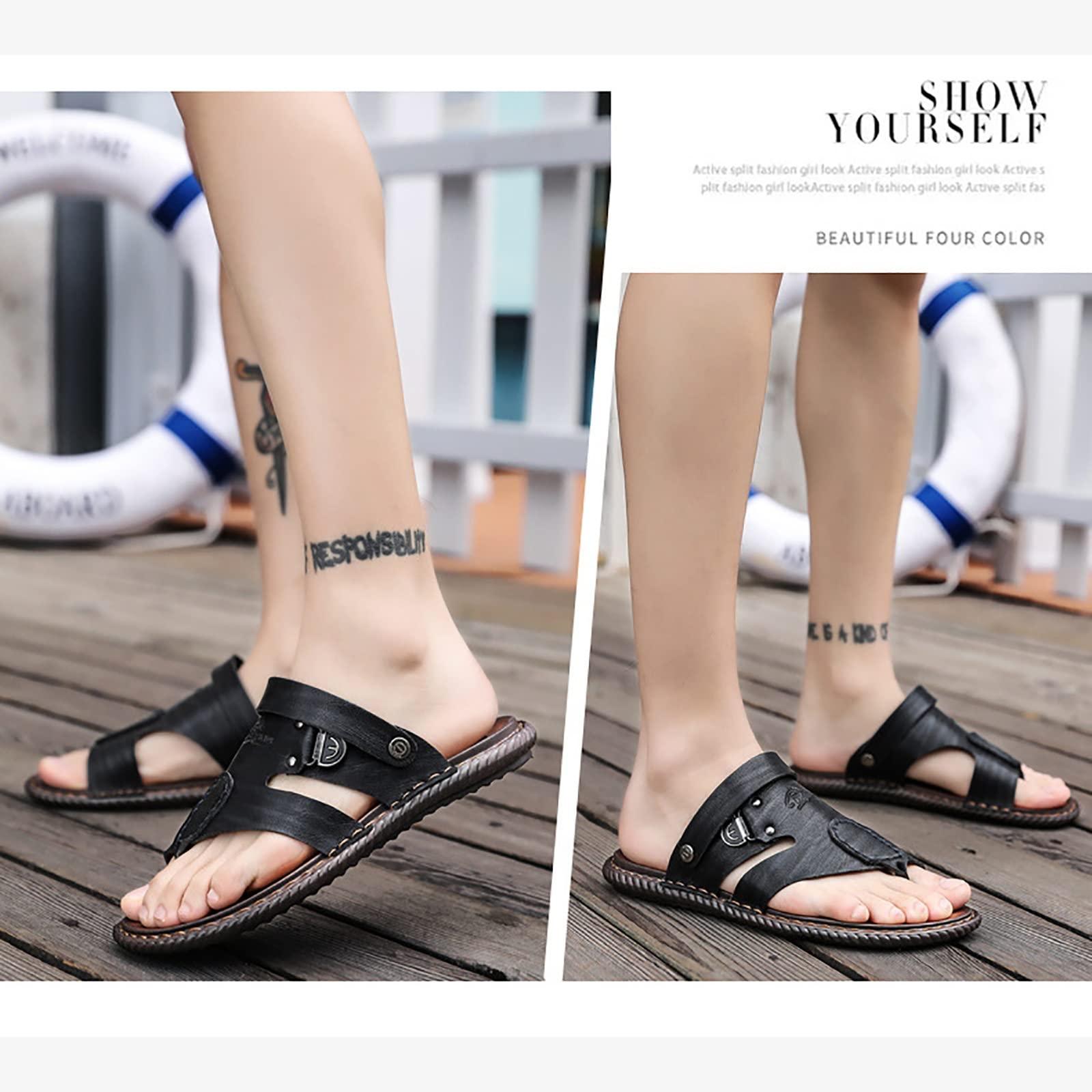 CLSQLXYJZC Men\'s Bunion Correction Sandals, Summer Comfy Flat Clip Toe Bunion Corrector Beach Walking Shoes, for Orthopedic Large Toe Bone Correction Sandals (Color : Black, Foot length : 25.5cm)