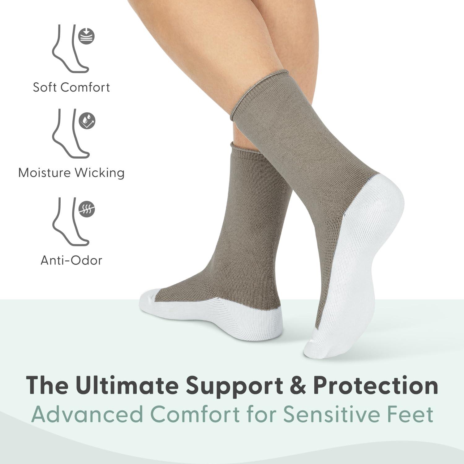 Orthofeet Orthofeet Extra Roomy Non-Binding Non-Constrictive Circulation Seam Free Socks, 3 Pack