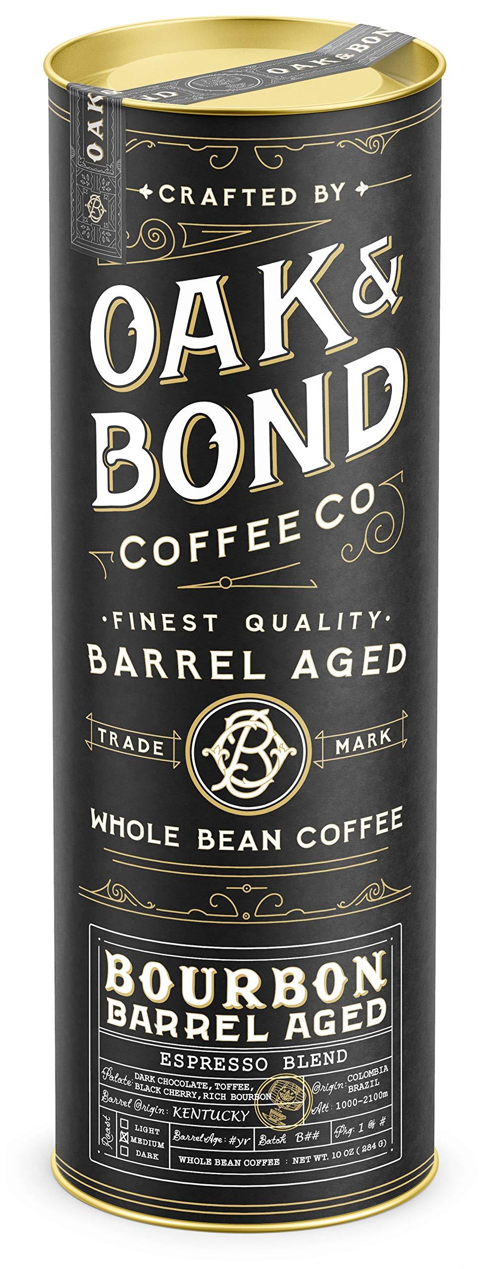 OAK & BOND Oak & Bond Coffee Co. Colombia Single Origin and Espresso Bourbon Barrel Aged Coffee Bundle, Whole Bean Arabica - 22oz. Total