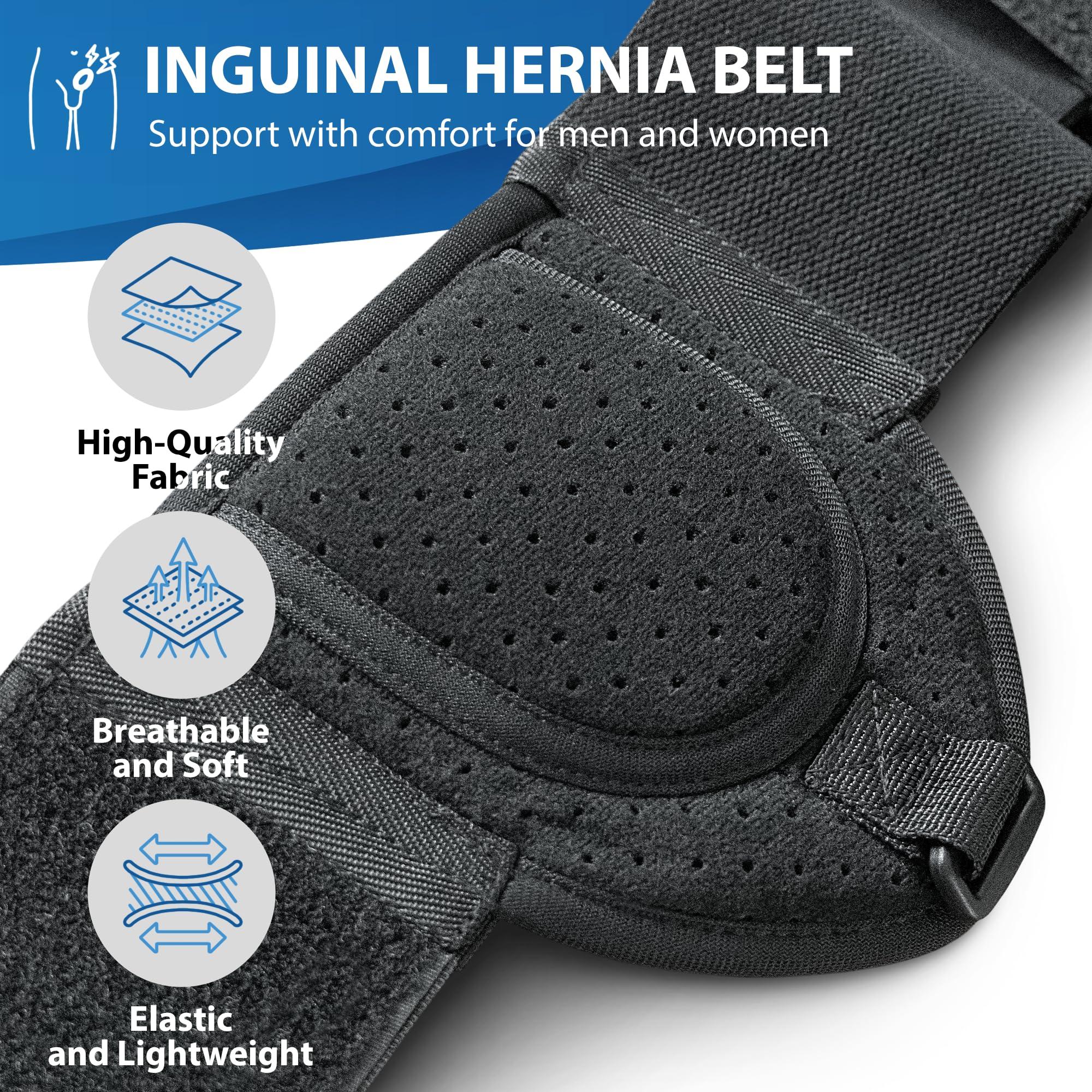 ORTONYX ORTONYX Inguinal Hernia Belt for Men and Women with Removable Compression Pad and Adjustable Waist Strap, Hernia Support Truss for Inguinal, Incisional Hernias, Left/Right Side - Black L/XXL