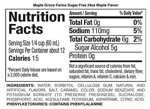 Maple Grove Maple Grove, Maple Flavor Low Calorie Sugar Free Syrup 24 oz. (Pack of 12)