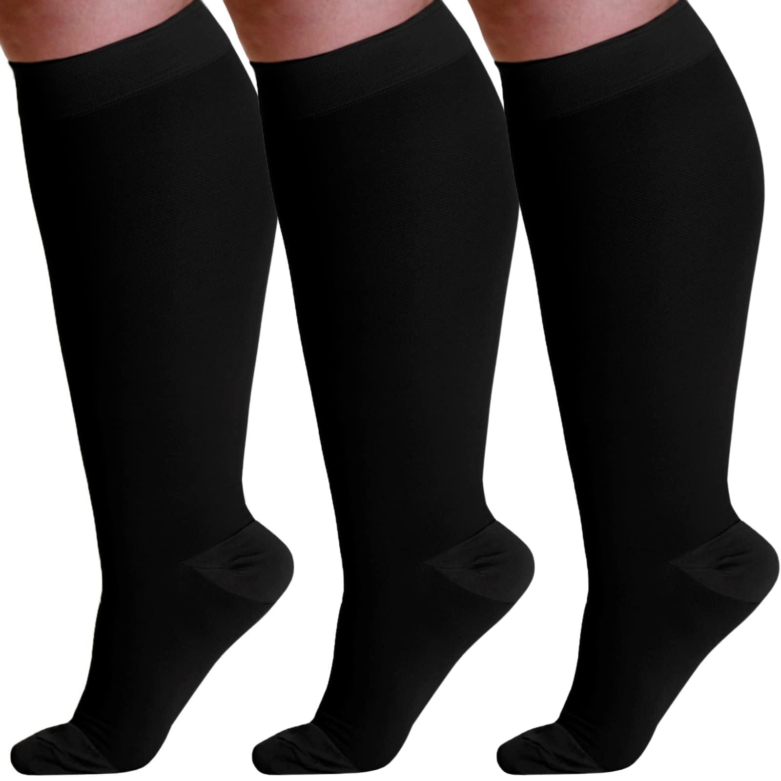 ABSOLUTE SUPPORT ABSOLUTE SUPPORT (3 Pairs) Opaque Knee High Graduated Compression Socks for Women and Men 20-30mmHg | For Swelling, Edema, Sclerotherapy, Diabetic - Black, Small - A501BL1-3