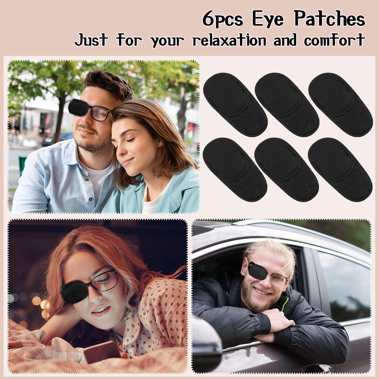 WY LIGHTING LEVEL 6Pcs Eye Patches Comfortable Left or Right Single Eye Patches Professional Medical One Eye Cover Reusable Black Soft Single Eye Patches for Eyeglass Treat Lazy Amblyopia Strabismus Adults Girls Boys