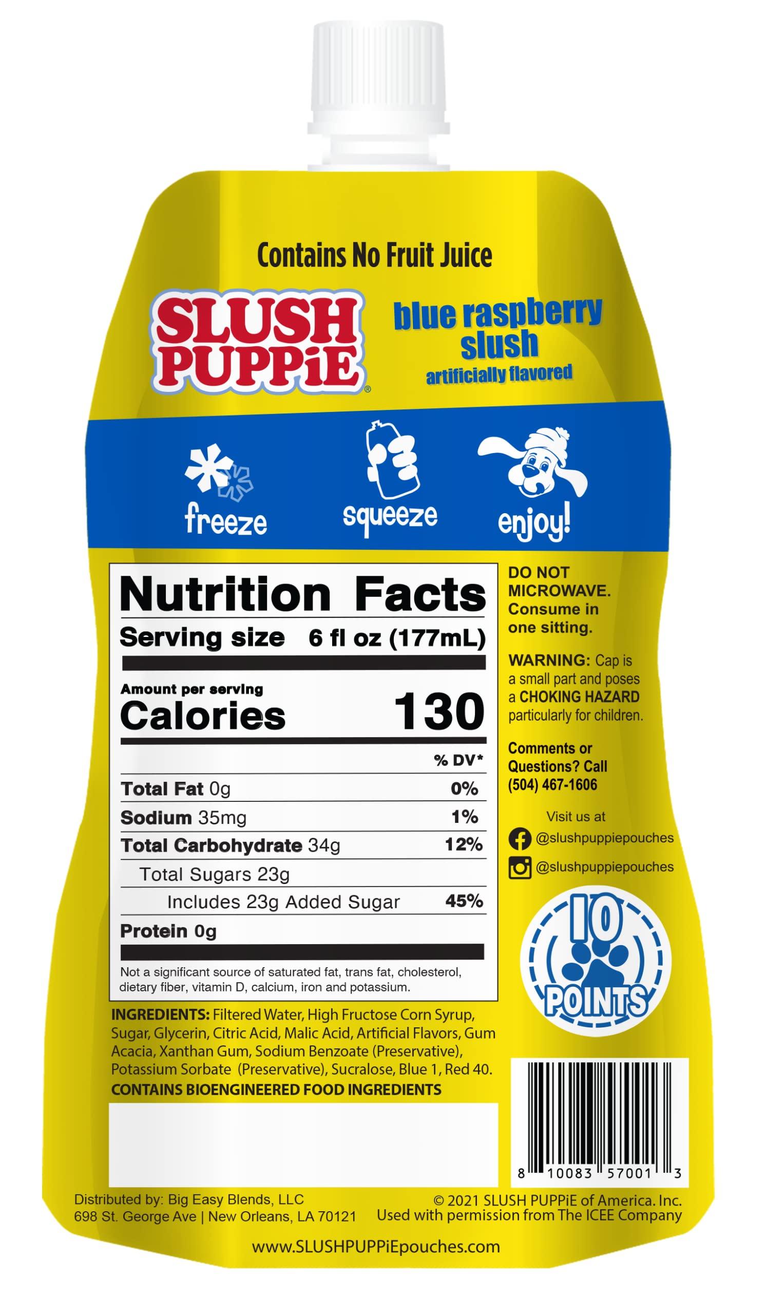 Slush Puppie Slush Puppie Blue Raspberry Frozen Fruit Juice 6 fl oz Pouches - Just Freeze & Squeeze for Instant Icee Maker, Great for Birthday Parties, Lunchbox, No Slushy Machine Needed, 12 pack