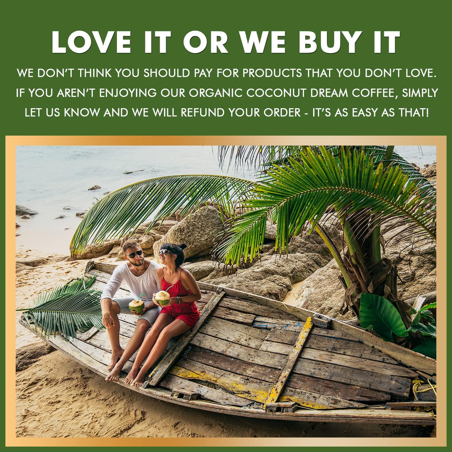 Roastt Coffee Organic Coconut Coffee Pods for Keurig K Cup Compatible Brewers, Organic Medium Roast Caffeinated Coconut Coffee Pods, Brew Hot or over Ice, Compatible with K-Cups and Keurig Brewing Machines Pack of 