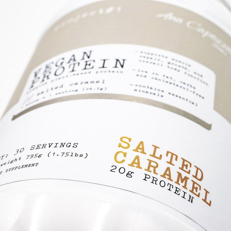 Project #1 Premium Vegan Protein Powder - Plant-Based, Protein per Serving, Gluten-Free, Soy-Free, Sweetened with Stevia (Salted Caramel) | Vegan | Organic Protein Powder