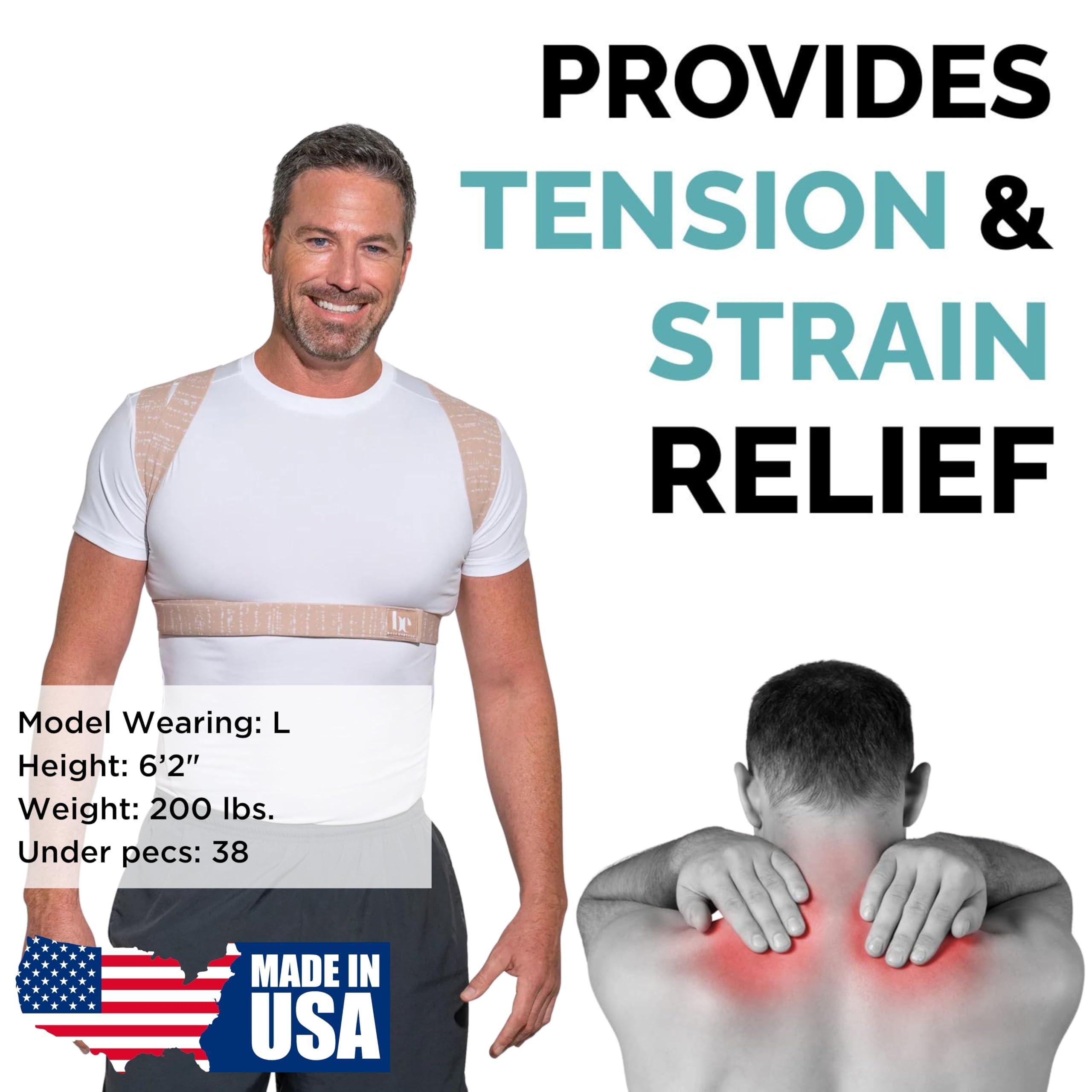 BackEmbrace BackEmbrace Posture Corrector for Women and Men - Made in USA - Slim and Adjustable Shoulder Brace - Back Brace for Back Pain Relief - Sand Drizzle Small