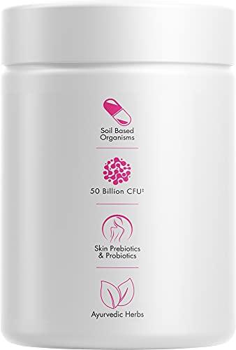 Codeage Codeage Skin Probiotics + Prebiotics - Skin Care Routine Supplement - 50 Billion CFU - Ayurvedic Botanical Herbs - Face Probiotics - Shelf Stable Cleanser, Non-GMO, Vegan - 60 Capsules