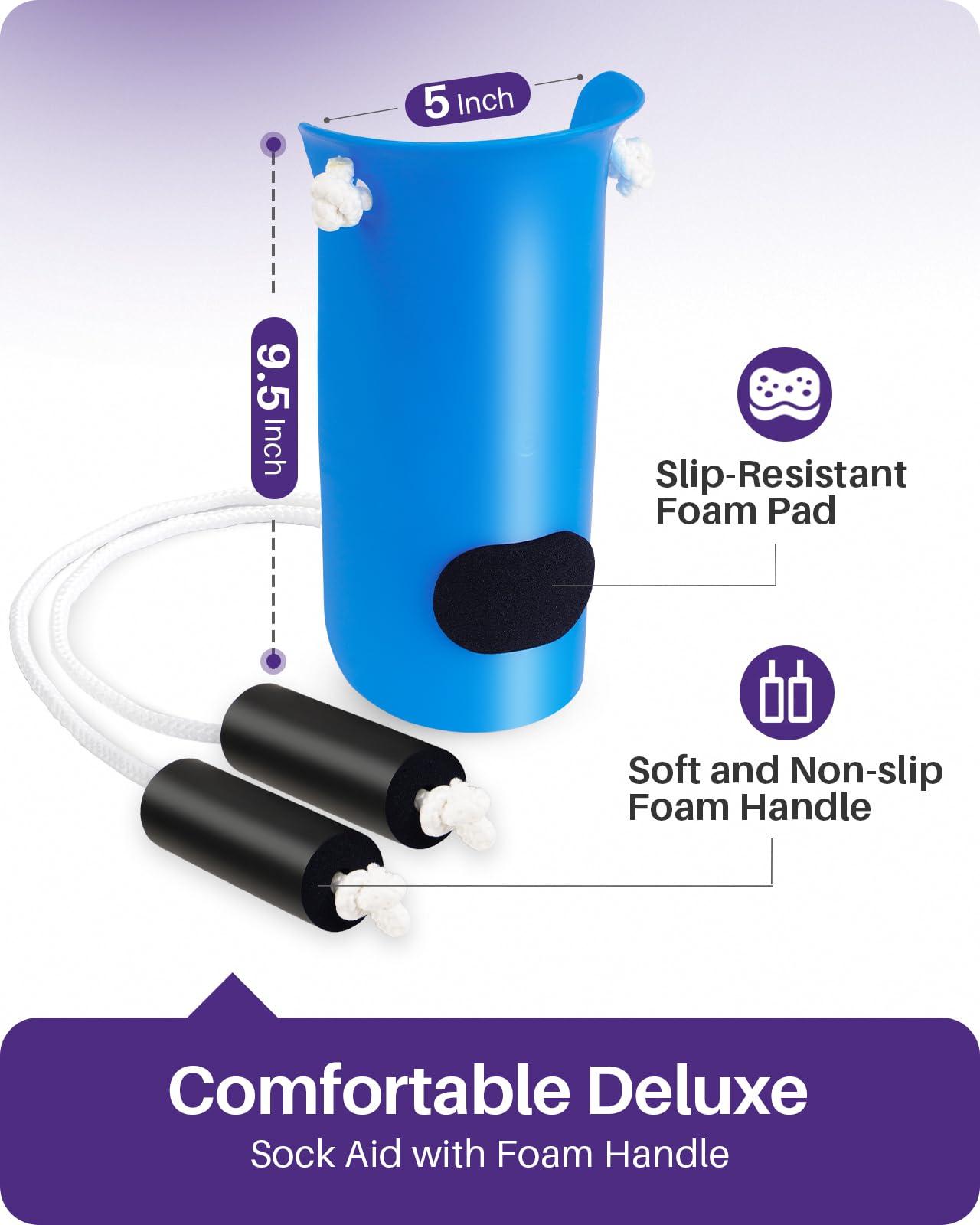 Kekoy Kekoy Sock Aid, Easy to Use Sock Helper with Foam Handles, Sock Aide Device Pull Up Assistance Help, Sock Helper Stocking Slider for Elderly, Senior, Pregnant, Diabetics(Blue)