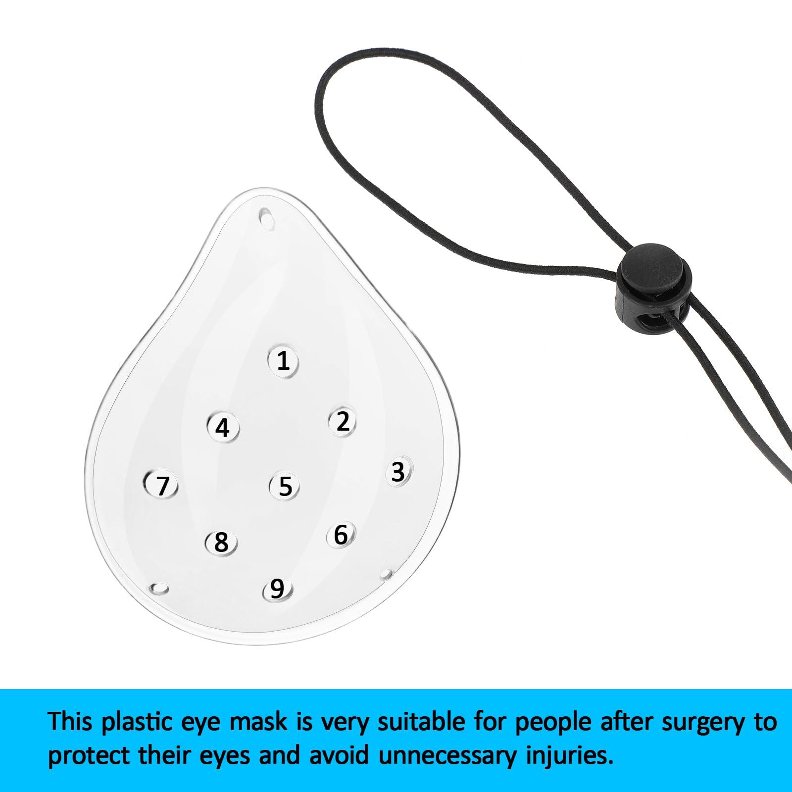WY LIGHTING LEVEL 4 Pcs Plastic Eye Shield, Clear Eye Patch with Adjustable Strap Eye Surgery Covering Breathable After Surgery Eye Protections for Patient Men Women, Eye Care Supplies for Eye Post-Operative Recovery