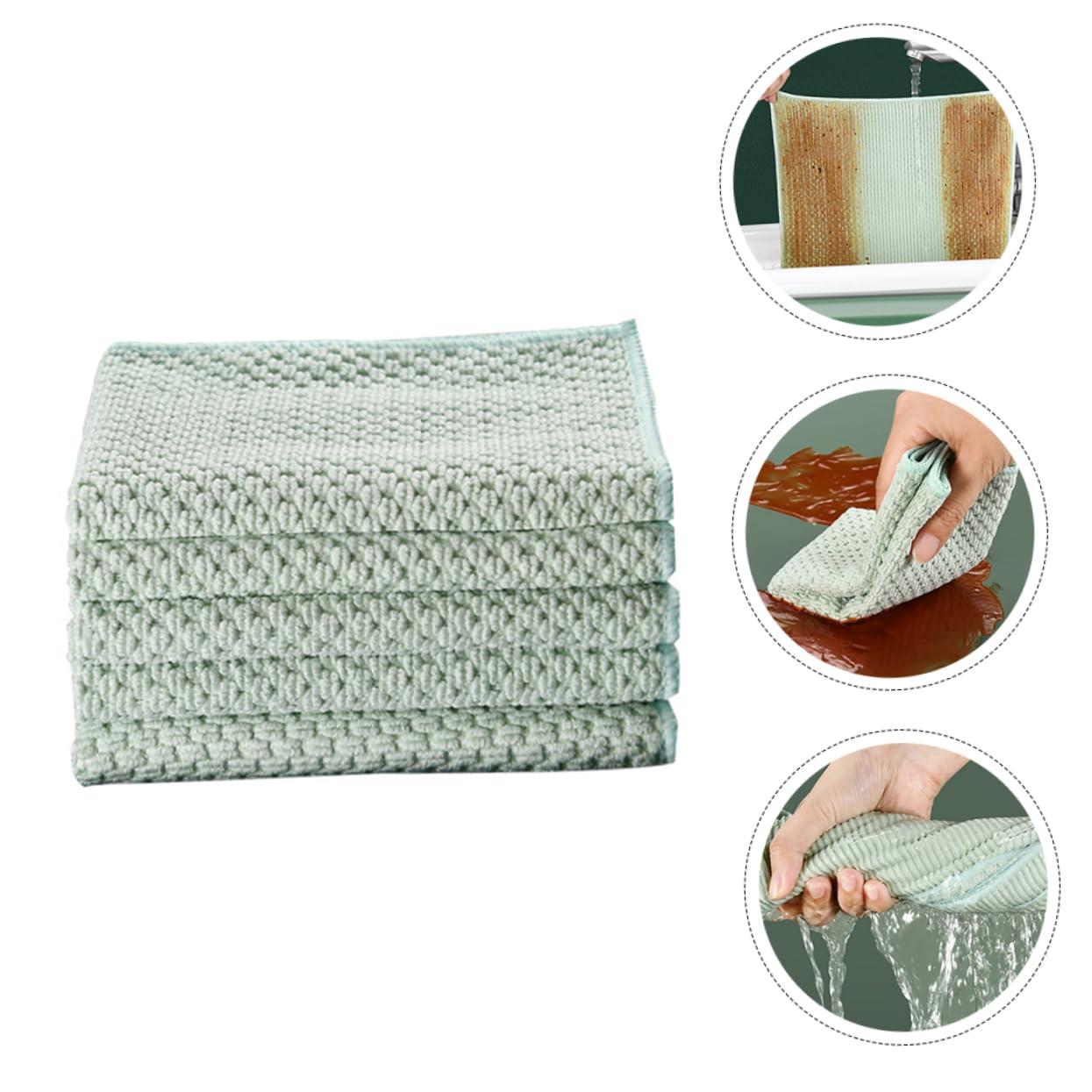 Beavorty Beavorty 5pcs Kitchen Rag Dish Washing Cloths Dish Washing Towel Home Duster Cloths Towels for Cleaning Towels for Body Cleaning Cloths Rags Dish Wipes Nylon Green