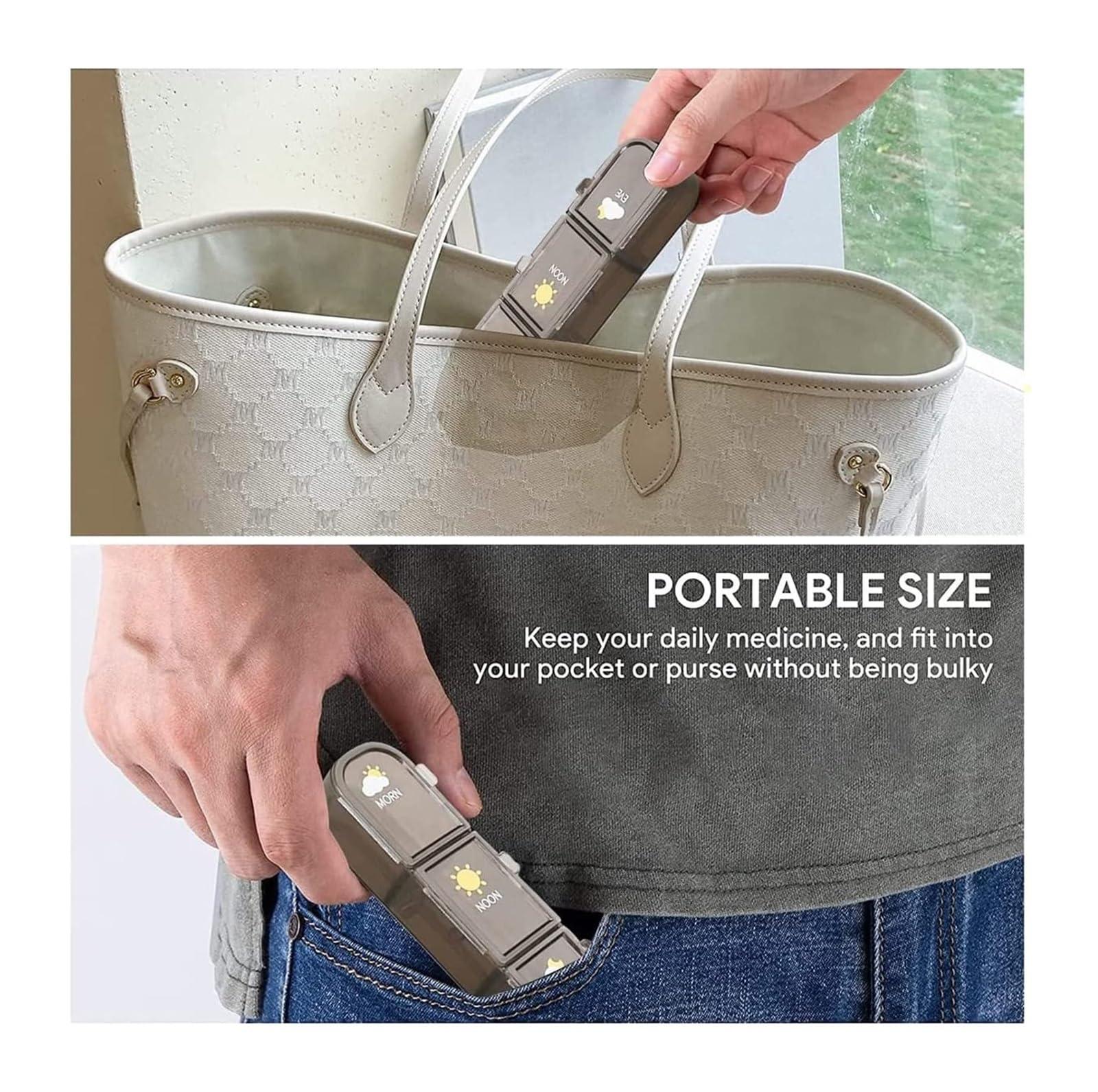 SNIME Pill Dispenser Pill Organizer,Travel Pill Box 7 Day, Airtight Pill Case Waterproof Moisture Proof, BPA Free, Easy Open (Size : 21 grids-Brown)