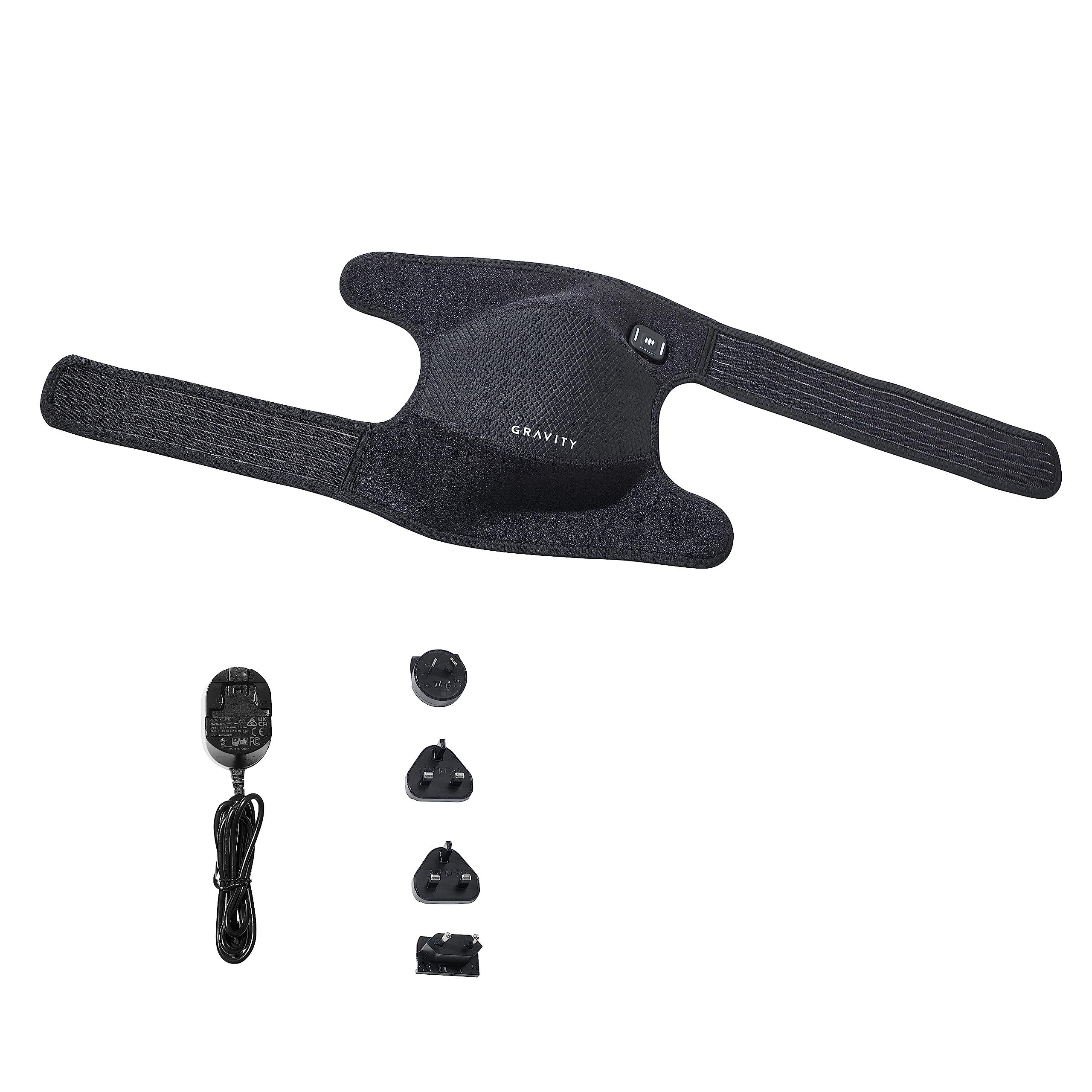 Gravity Gravity Heated Knee Brace for Women & Men (Black) - Portable Targeted Heat Therapy Knee Wrap Supports Relief for Pain & Discomfort - Knee Strap with Adjustable Compression & Multiple Heat Settings