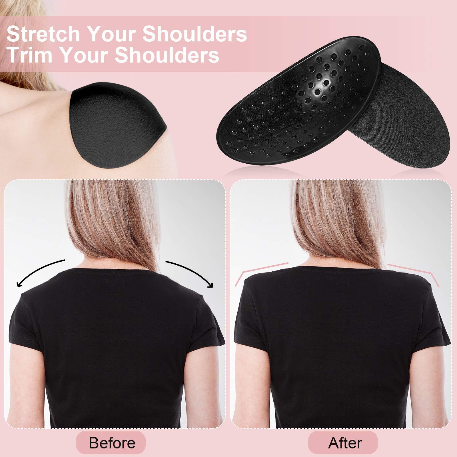 WILLBOND WILLBOND 4 Pairs Women Shoulder Pads Push up Soft Adhesive Silicone Shoulder Pads Anti Slip Enhancer Shoulder Pads for Women Clothing (Black, Flesh Color, Transparent, Transparent Flesh Color)