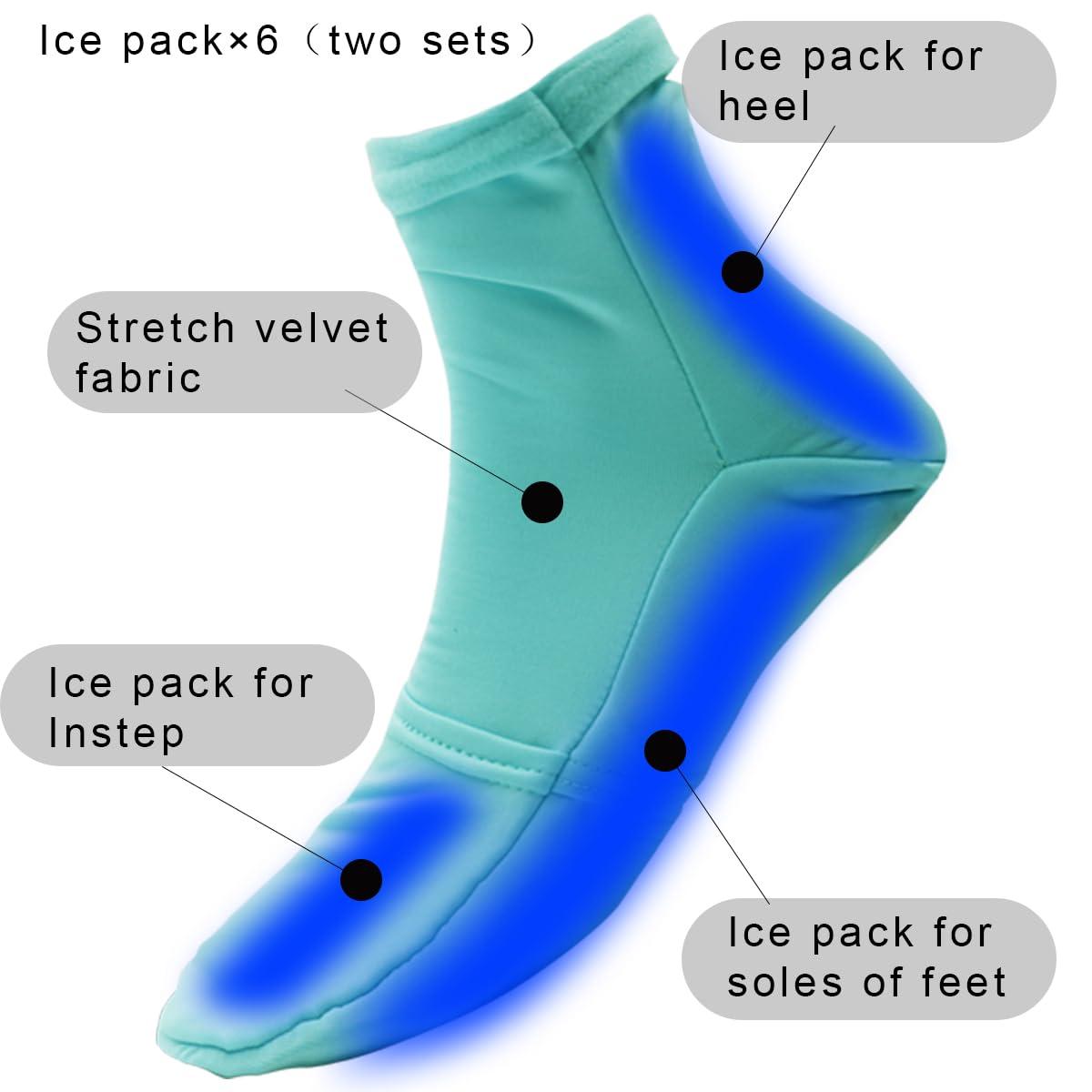 coldpa Reusable Cold Therapy Socks, Gel Ice Pack for Feet Heels Injuries Swelling, Hot and Cold Therapy Socks for Plantar Fasciitis Neuropathy Chemotherapy Pain Relief for Foot Ankle (Green)
