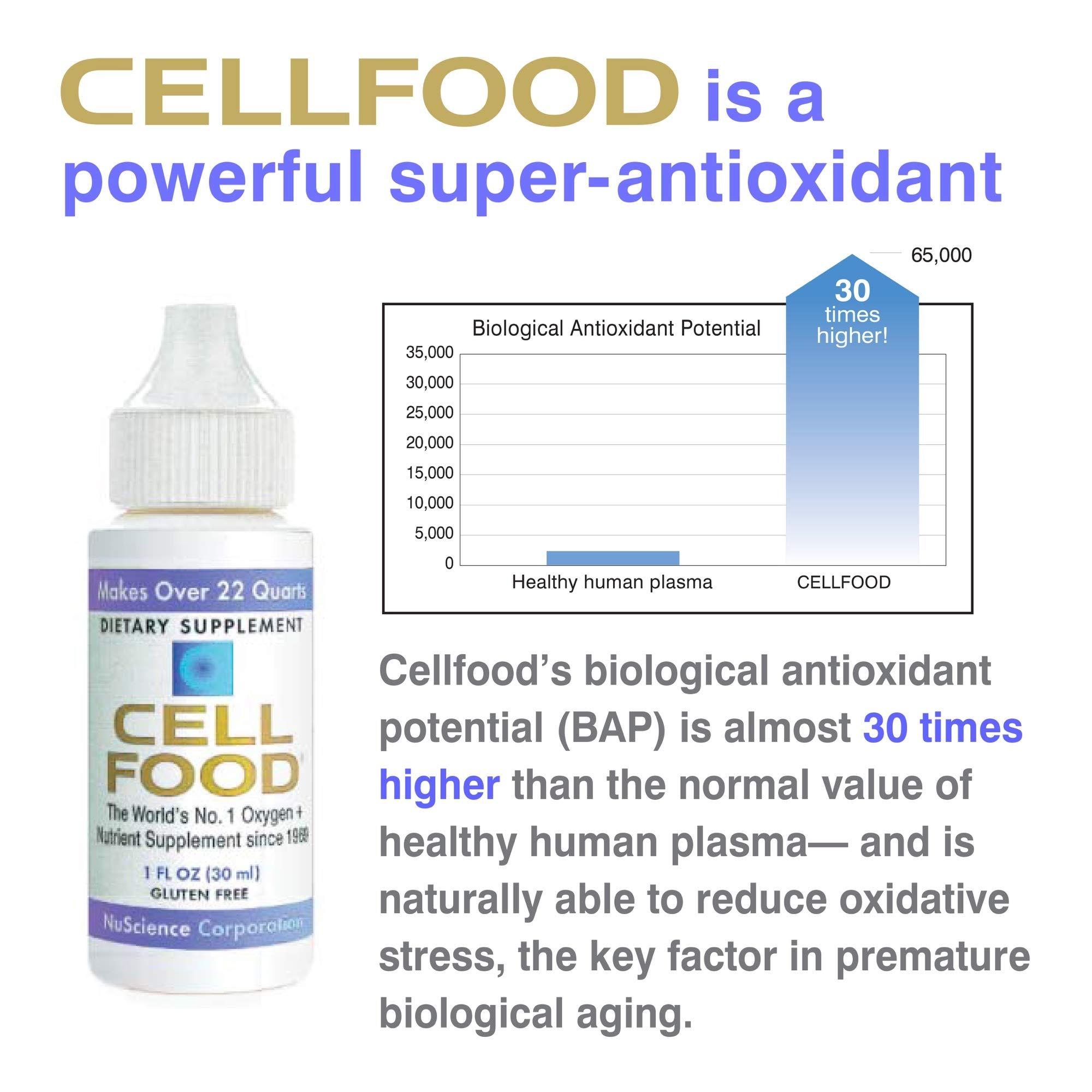 Cellfood Cellfood Oxygen Boost, 1 fl oz - Liquid Oxygen Supplement for Lymphatic Drainage, Altitude Sickness, Jet Lag, Fatigue, Headaches, Hangovers & Energy - Gluten Free, Cert. Kosher - Makes Over 22 Quarts